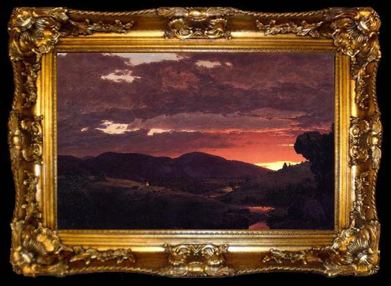 framed  Frederic Edwin Church Twilight, Short arbiter twixt day and night